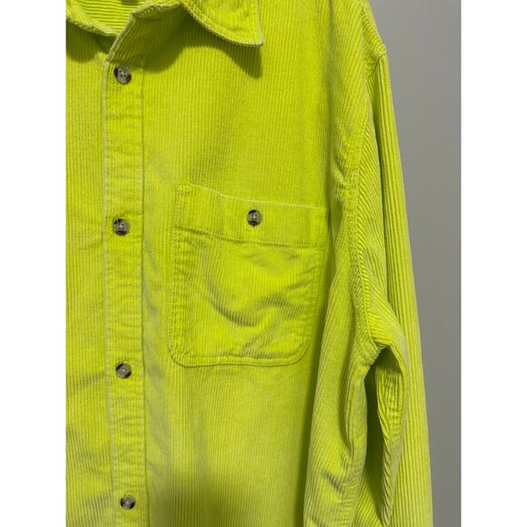 Urban Outfitters Corduroy Shirt Jacket Small Neon Yellow Button Long Sleeve XL - Picture 4 of 7